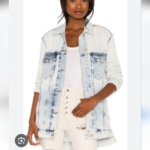 Free People Destroyed Long & Lean Trucker Jacket